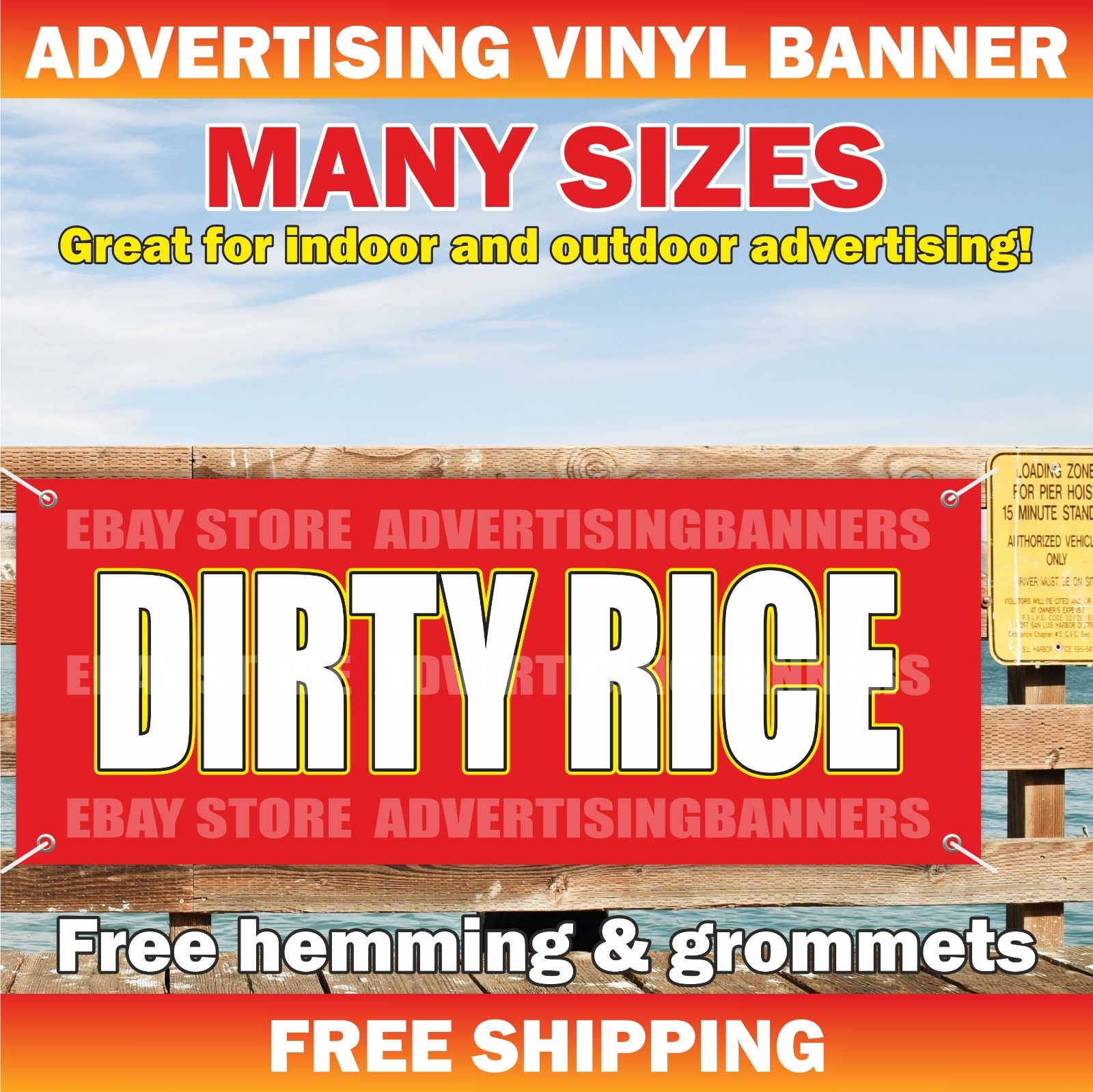 DIRTY RICE Advertising Banner Vinyl Sign Street Fast Food Snack Restaurant