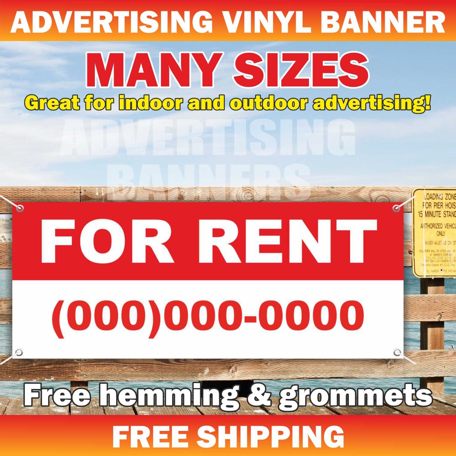 FOR RENT Advertising Banner Vinyl Mesh Sign House Space Room Storage Unit Lease
