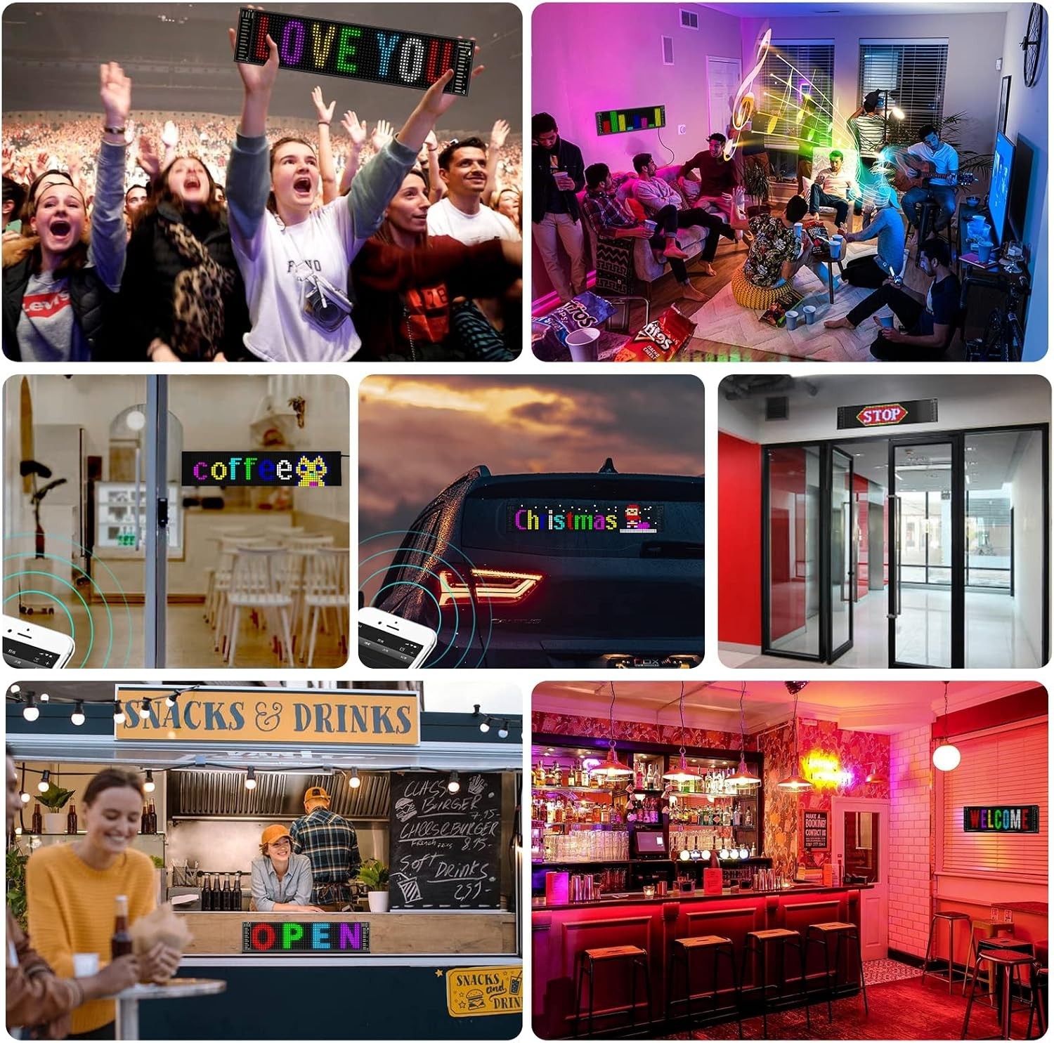 Bright Customizable RGB LED Sign – App-Controlled for Shops & Celebrations