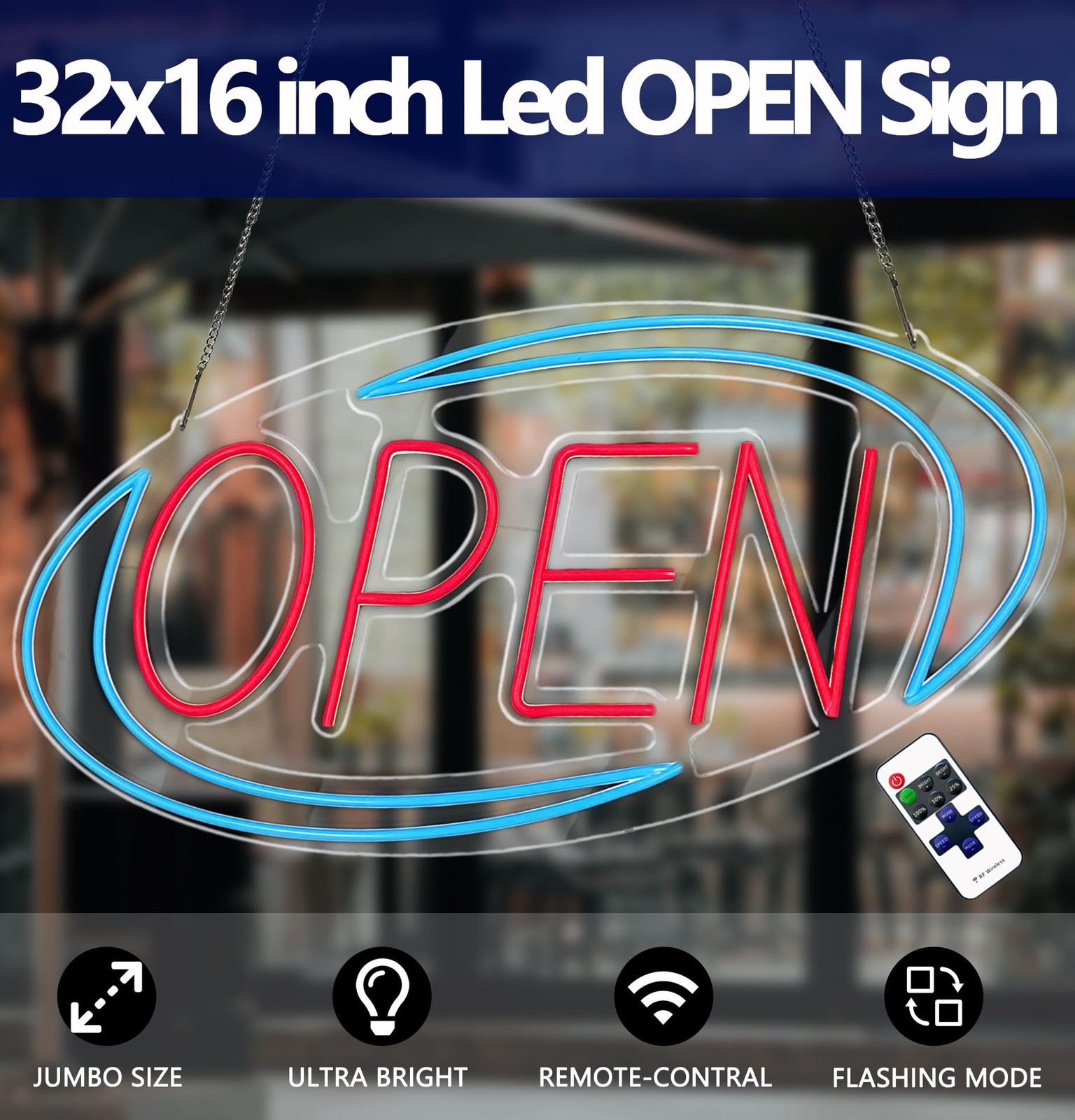 Snailgo Open Signs For Businessneon Open Sign Led32X 16Remote Control
