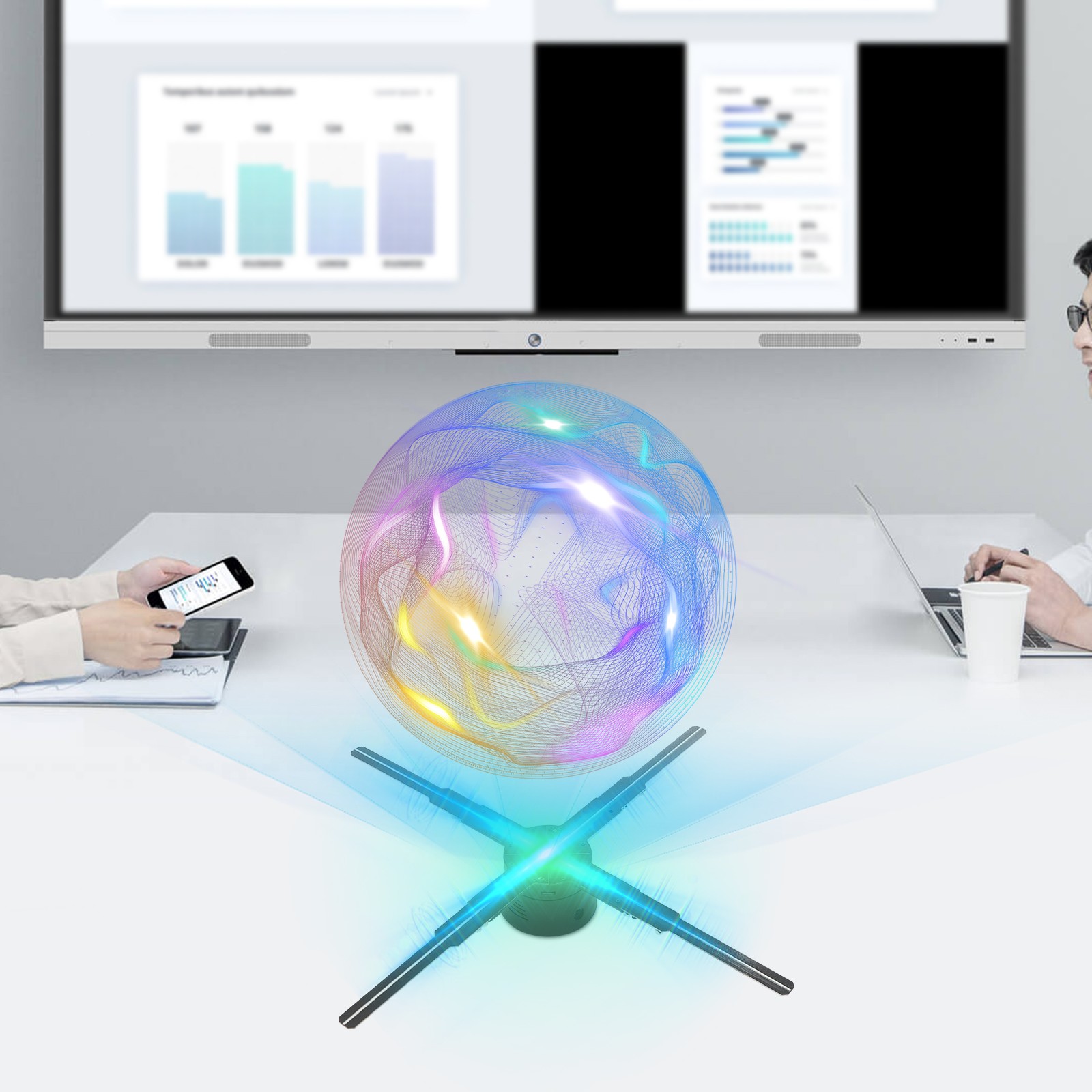 20″ 3D Hologram Fan 1600*552 Remote/APP 3D Projector Fan w/552 LED Light Beads