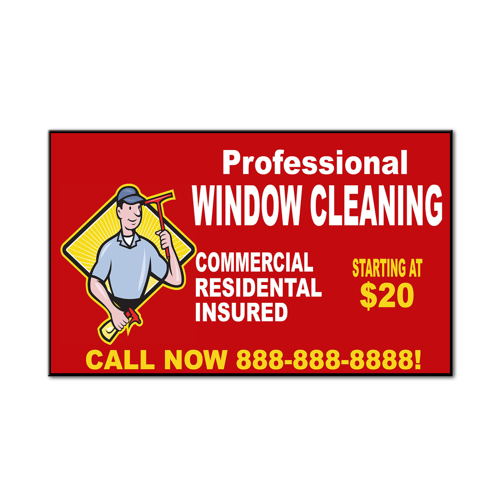 Professional Window Cleaning Custom Phone Message Car Magnet Magnetic Sign-QTY 2