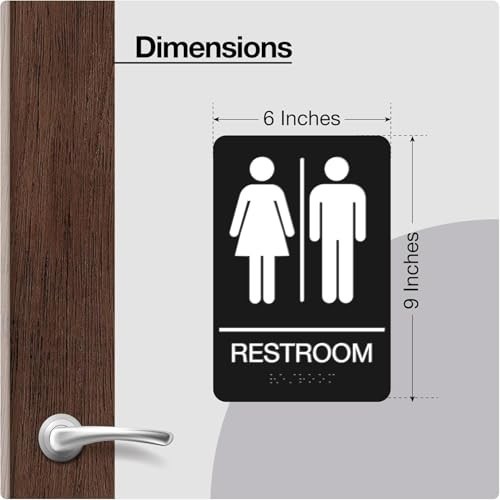 Unisex Braille Restroom Signs – Gender Neutral Bathroom Sign 9″x6″ – Pack of 10