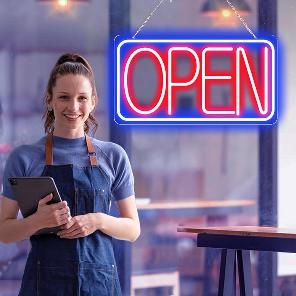 Open Signs for Business 16.5″X 9″Bright LED Neon USB Power Adjustable Brightness