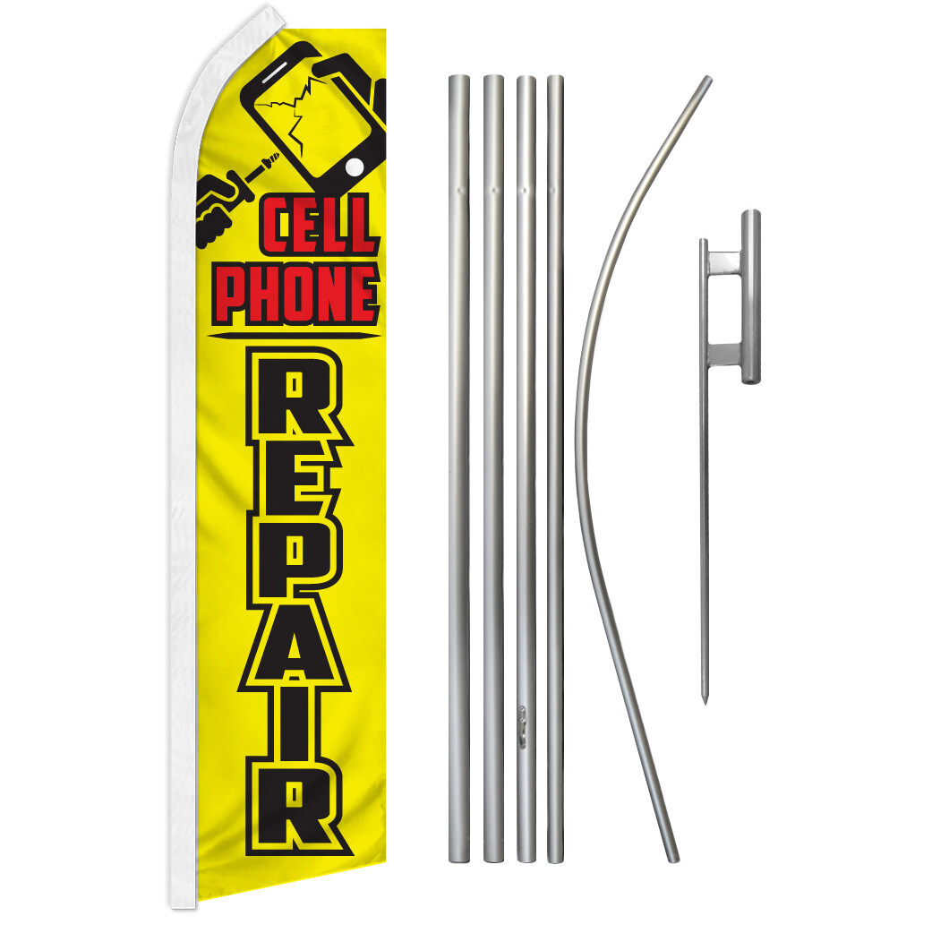 Cell Phone Repair Swooper Flutter Feather Advertising Flag Pole Kit Electronics