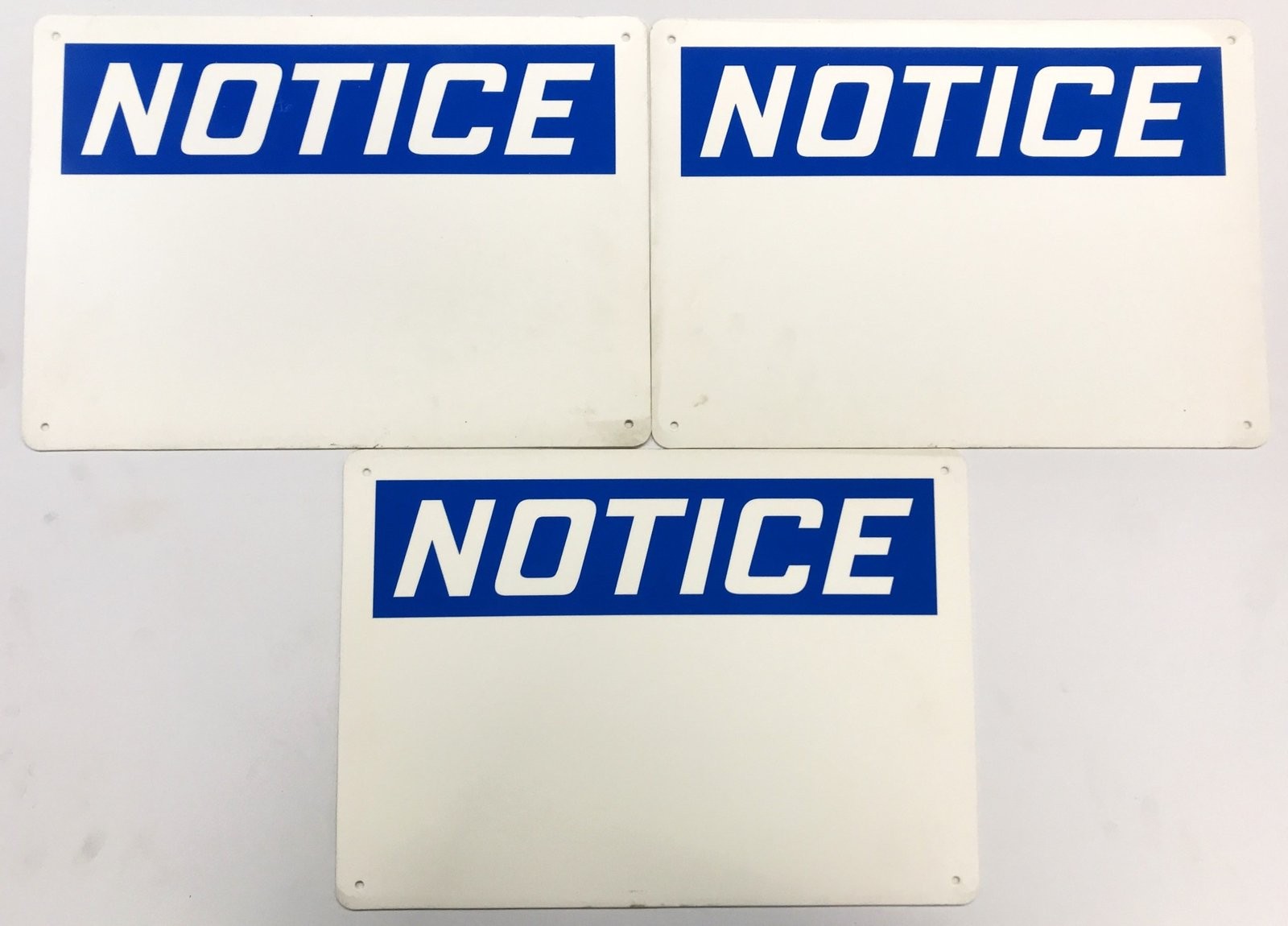 Unbranded Notice Sign [Lot Of 3] NOS