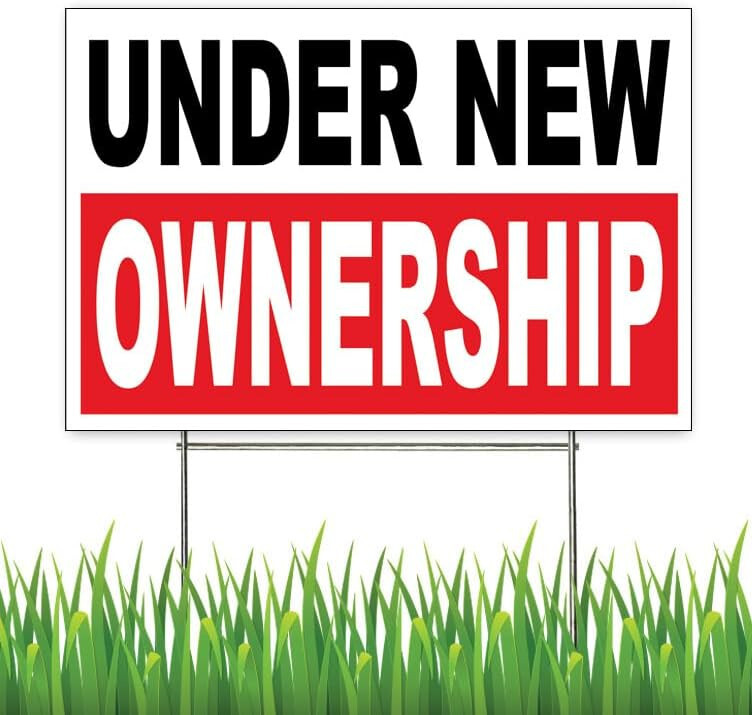 18×12 Inch UNDER NEW OWNERSHIP Yard Sign with Stake wrb1s