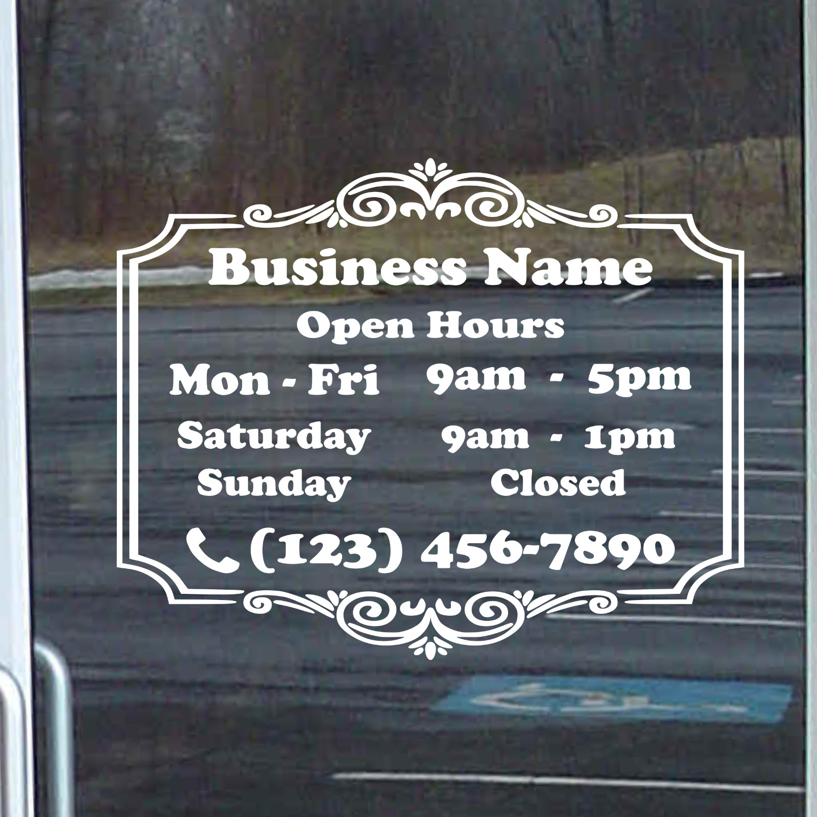 Custom Store Shop Name OPEN HOURS Window Wall Sign Glass Door Vinyl Decal BS010A