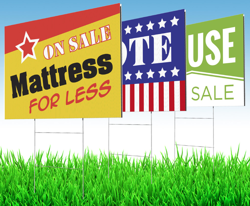 Printed Signs, 20 Custom Full Color 1-Side, 20″ x 20″ Indoor / Outdoor w/ Stakes