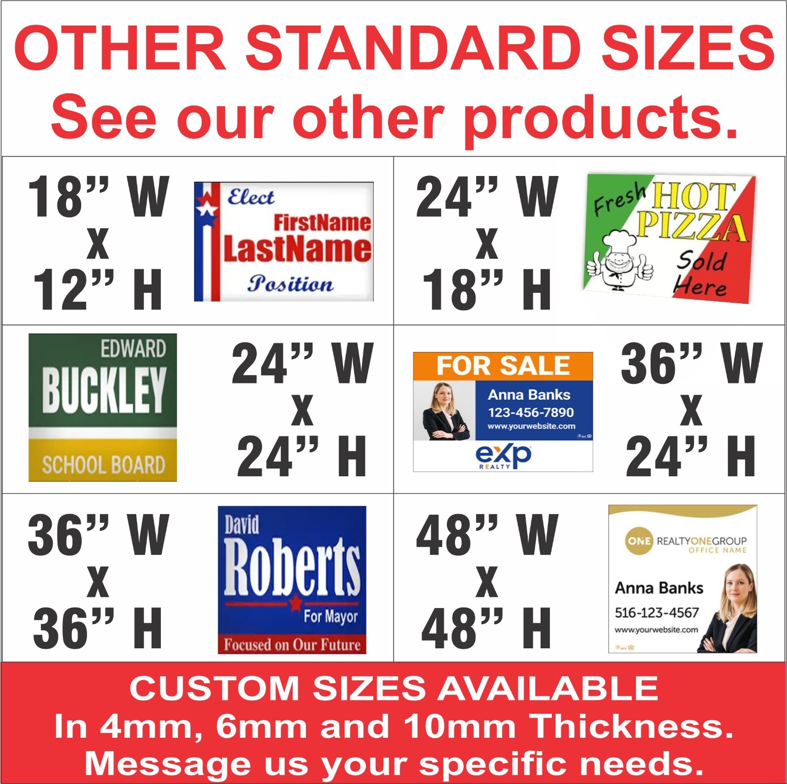 48 x 48 Yard Signs – Custom Corrugated Plastic – Full Color – 1 Sided or 2 Sided