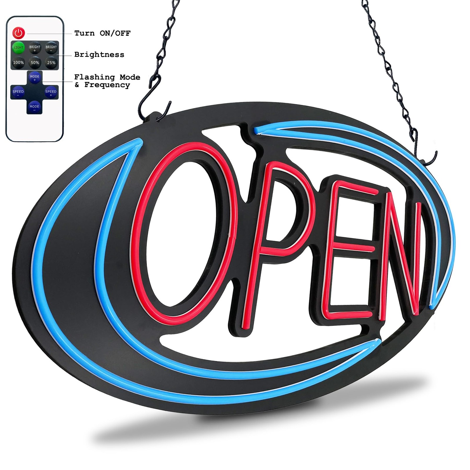 Open Signs for Business,32×16 in Large Bright Open Sign Neon Led Lighted Remote