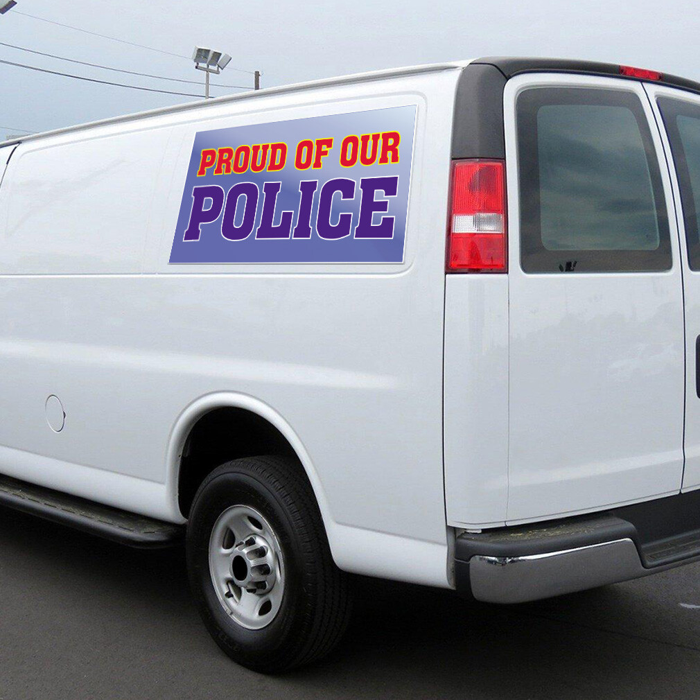 Car Magnet Set of 2 Proud of Our Police Advertising Printing Industrial Sign