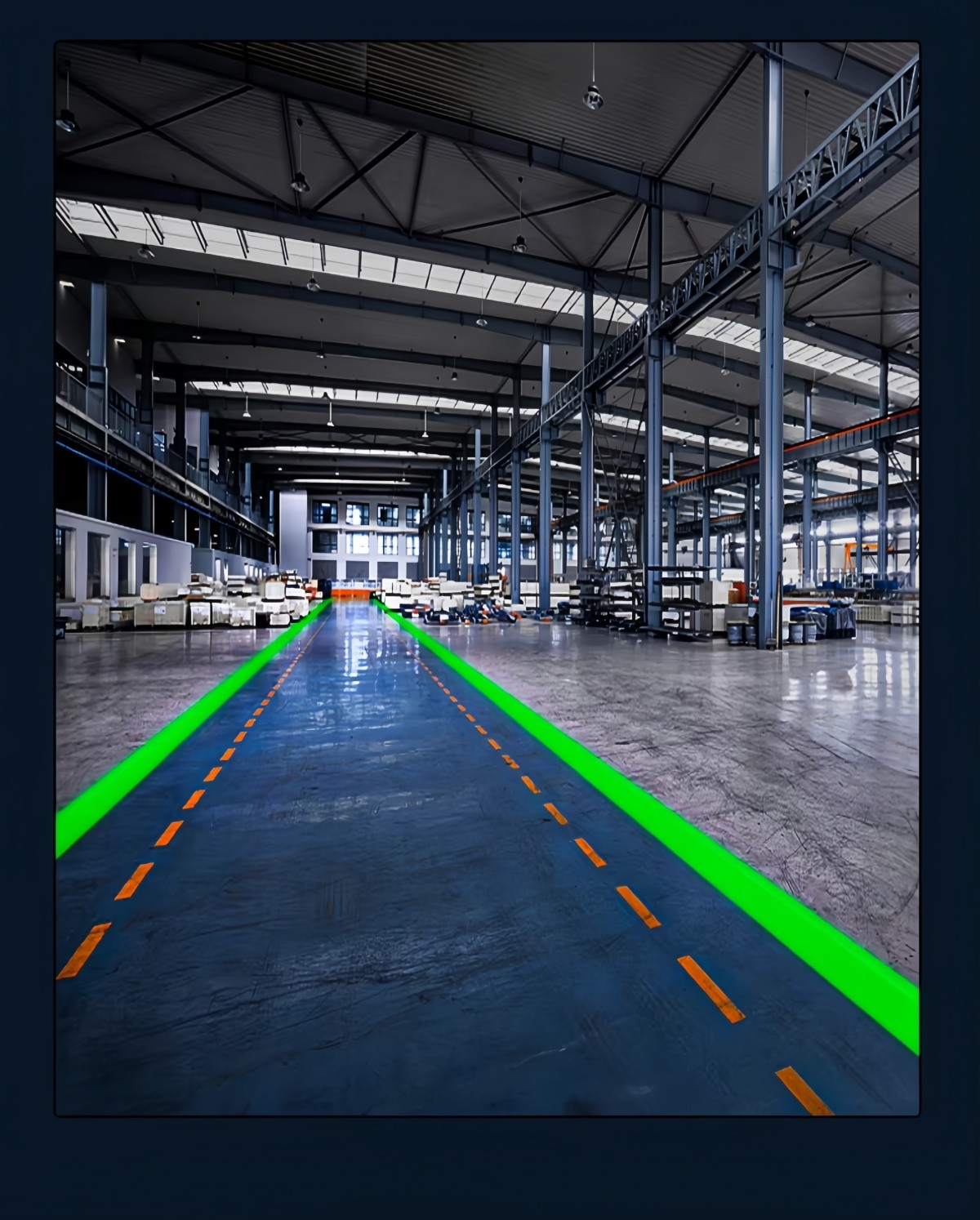 Green Industrial Line-Laser Light with Safety Warning Signs for Factory Workshop
