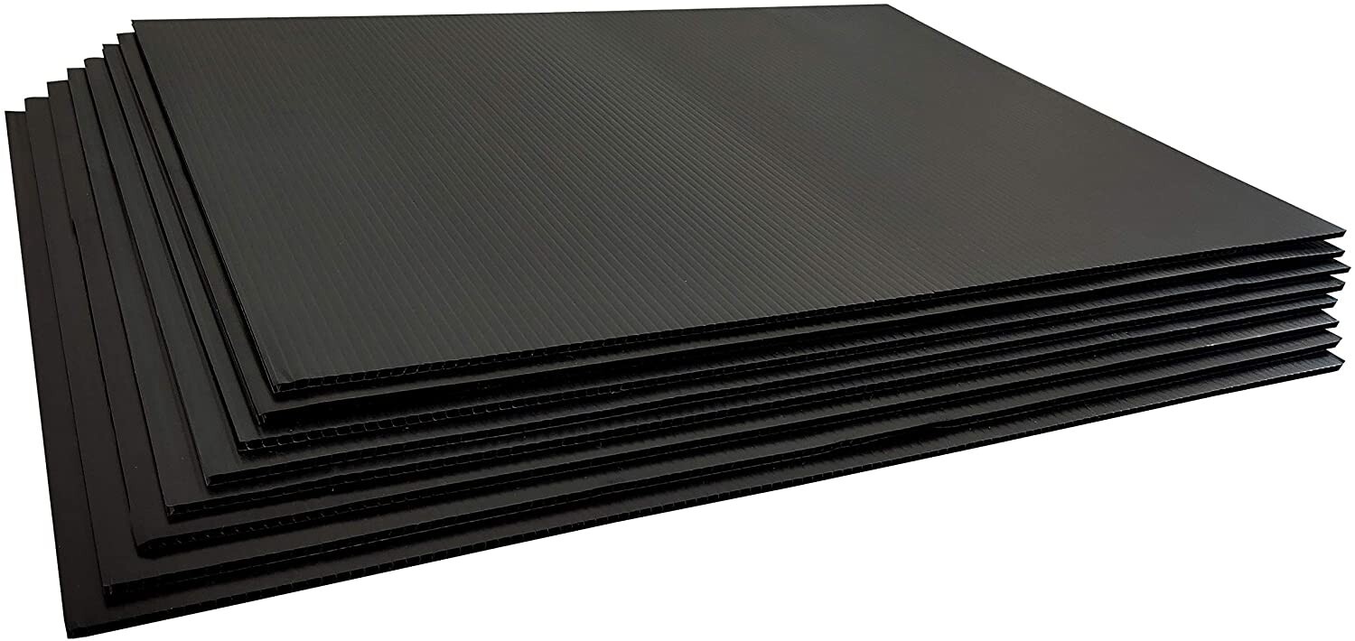 100 Blank Signs 24″ x 18″ x4 mm Black corrugated plastic, bundles of 100 pieces