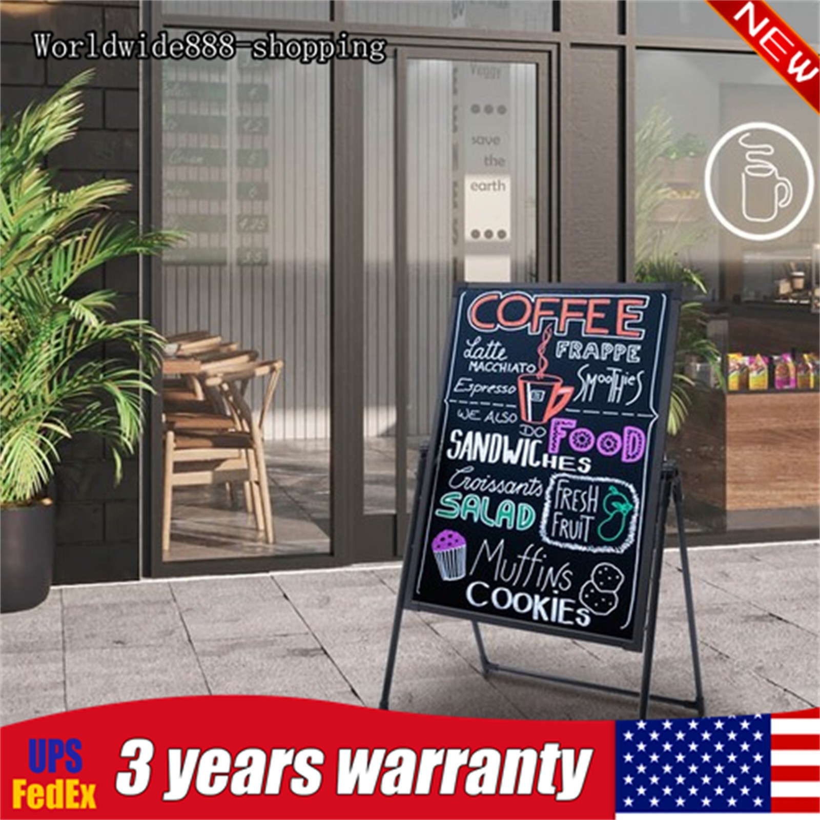 LED Message Board Sign Illuminated Neon Erasable Menu Board Adjustable Height