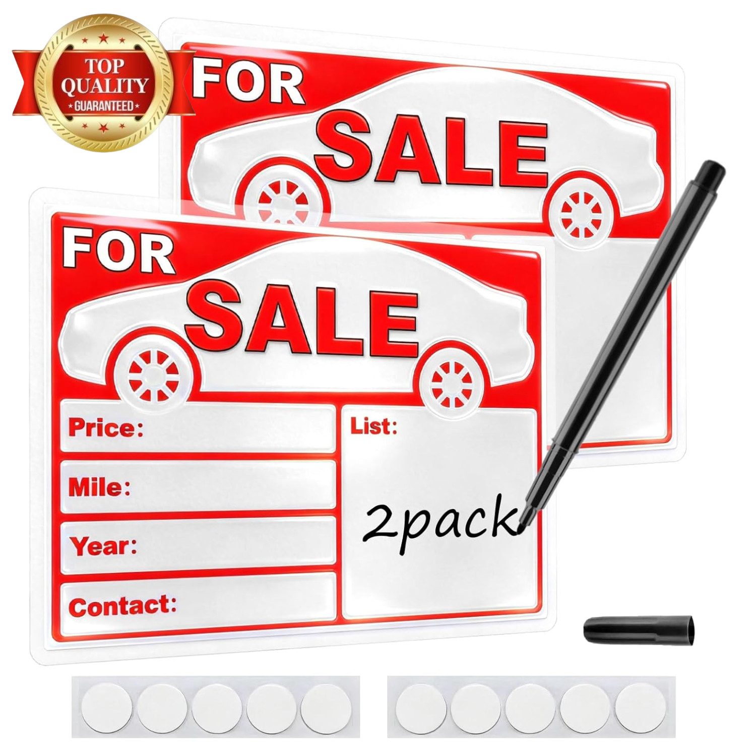 Professional for Sale Sign Car Kit – 2 Pack Laminated Waterproof & Fade-Resistan