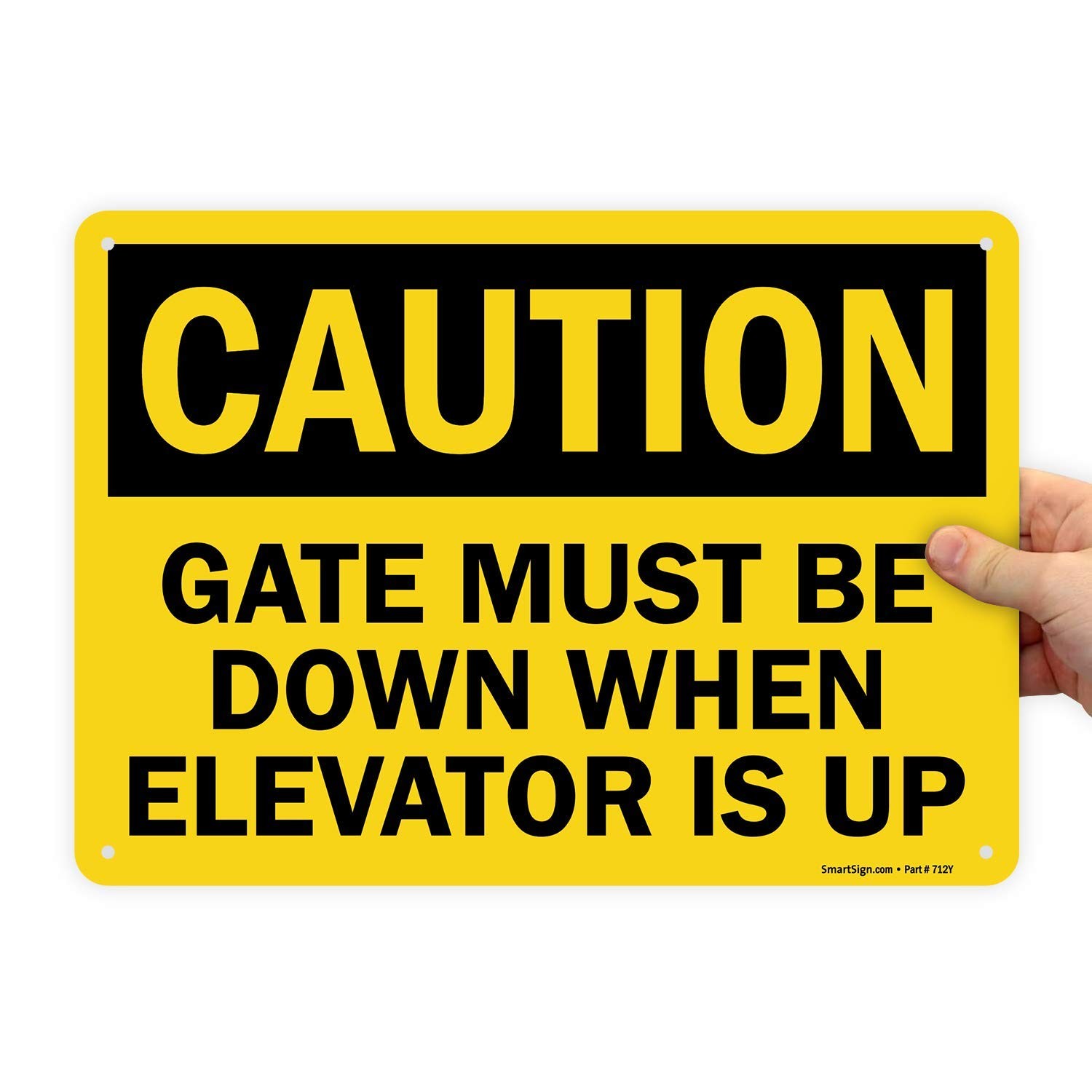 10 x 14 inch “Caution – Gate Must Be Down When Elevator Is Up” OSHA Sign Digi…