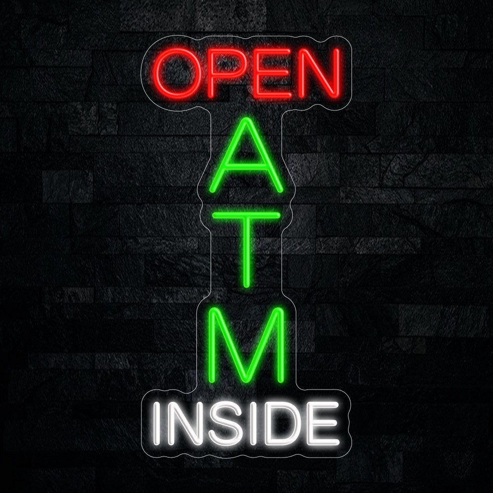 ATM Inside Open LED Neon Sign 12″L x 24″H #25145