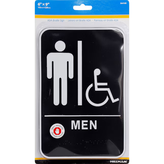 Hillman ADA Mens Restroom 9-in x 6-in Plastic Restroom Sign