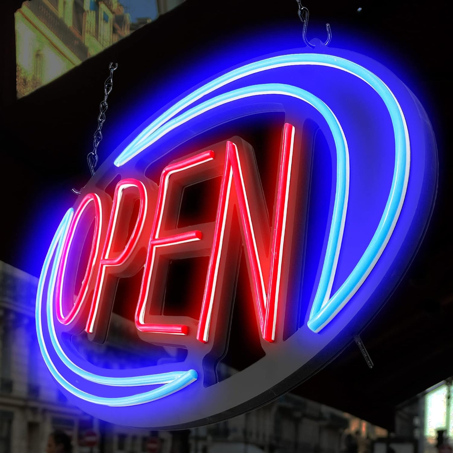 Bright LED Open Sign for Business – 32×16 Inch with Remote Control & Flashing
