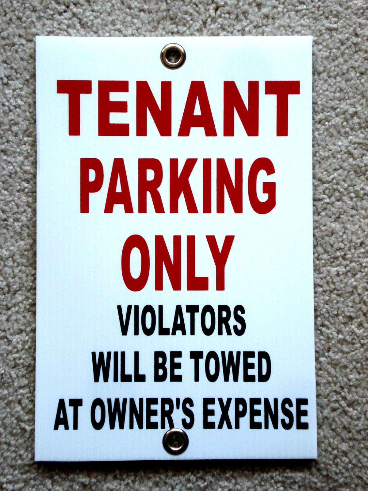 TENANT PARKING ONLY 8″x12″ Plastic Coroplast Sign w/Grommets