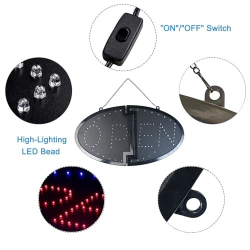 LED Open Sign 19×10 Inch Ultra Bright High Visibility for Bar Shop Window