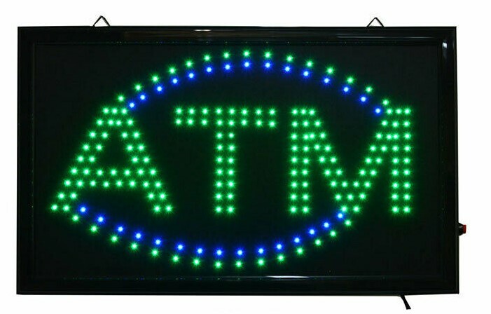LARGE Bright LED Neon Light ATM Sign Business Animated Motion Display 21″ X 13″