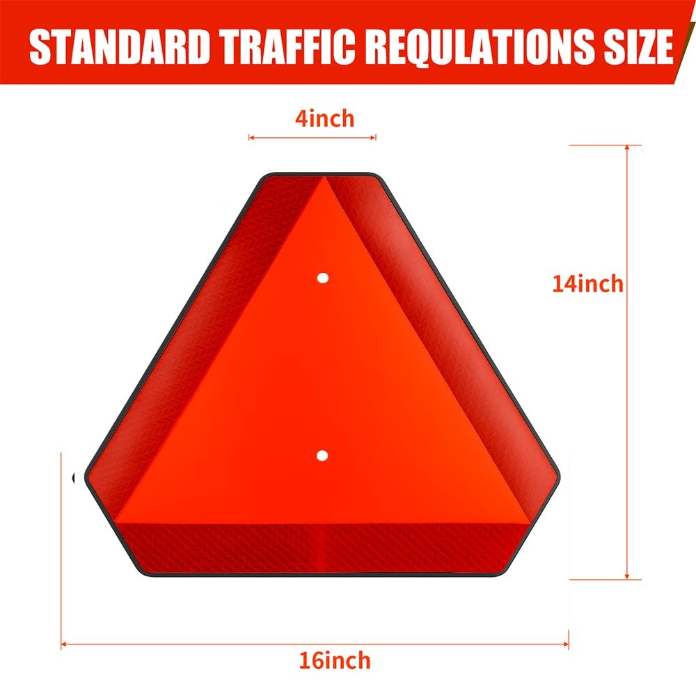 Slow Moving Vehicle Sign Reflective Safety Triangle 14×16 Sign