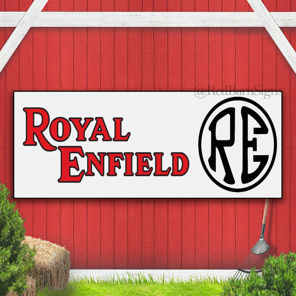 Royal Enfield Banner – PVC logo banner for your workshop garage or man cave