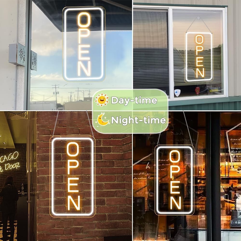 Open Signs for Business, COB Chip LED Neon Open Sign, 16″x 9″ Bright Electric…