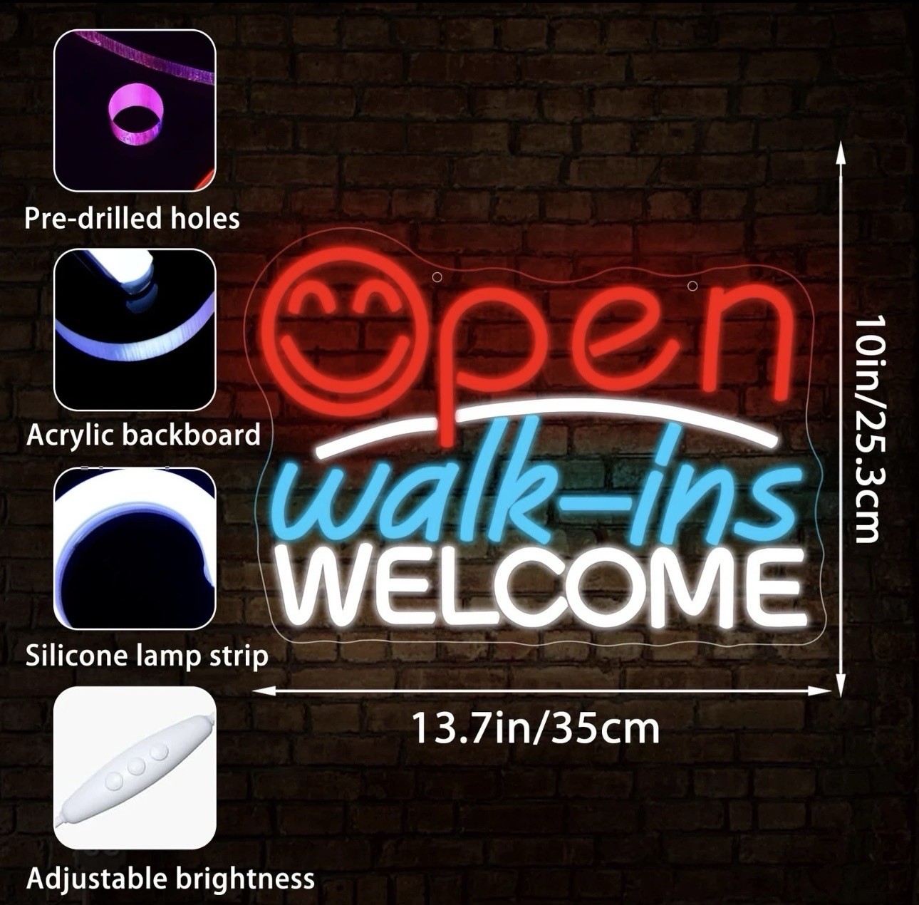 Open Walk Ins Welcome Neon Sign for Wall Decor Dimmable Open LED Signs for Bu…