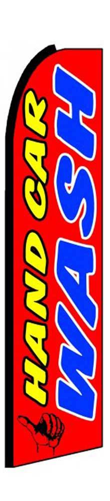 Hand Car Wash Red Flutter Swooper Flag Advertising Sign 3’ Wide Banner Only