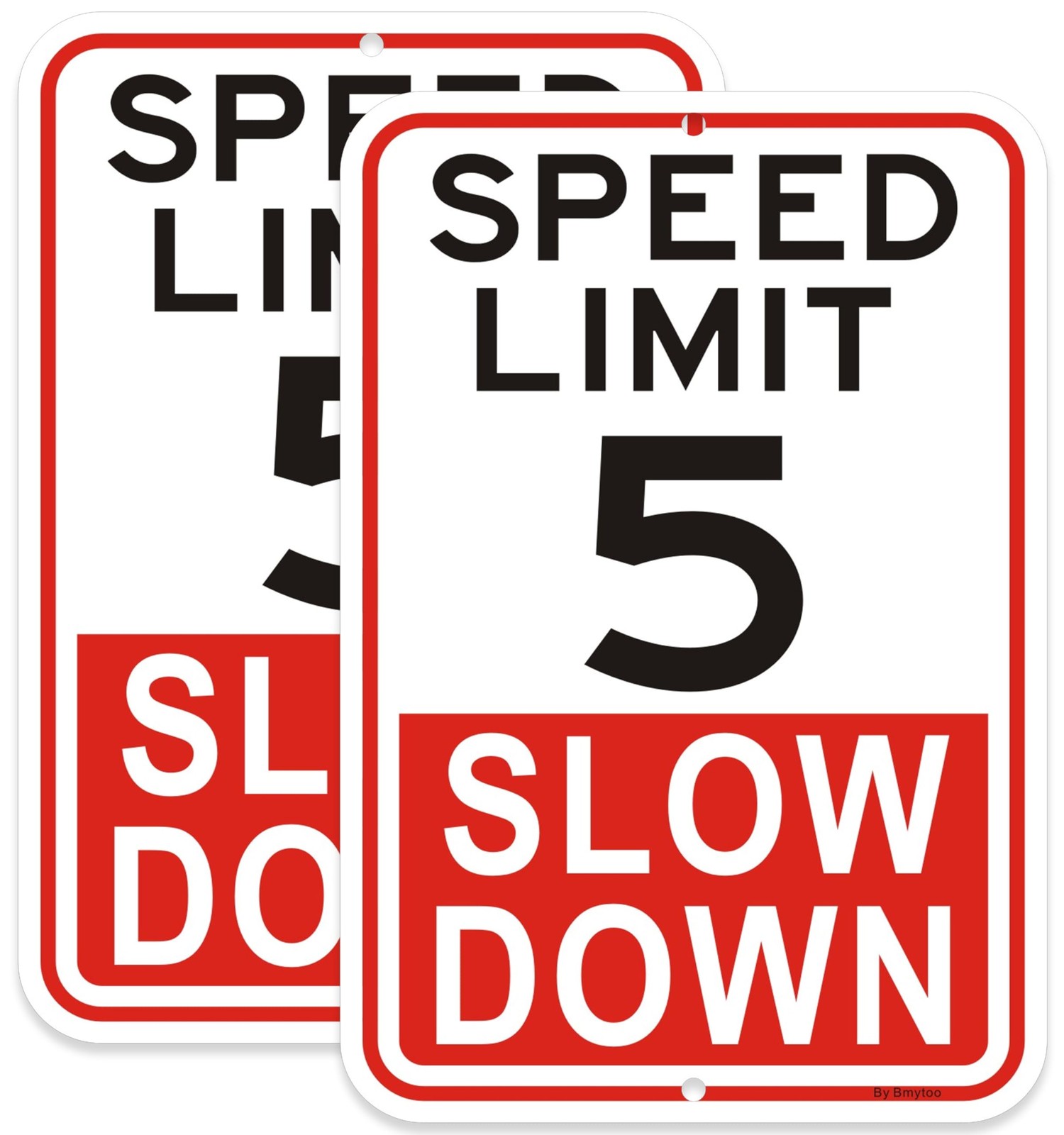2Pack Large Slow Down Sign, Speed Limit 5MPH Sign, 12”x18” Rust Free Reflec…