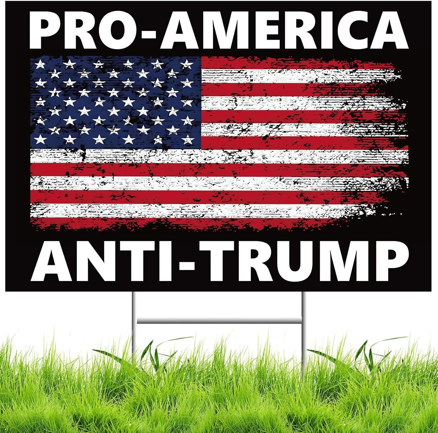 Pro America anti Trump Yard Sign Double Sided Corrugated Plastic Outdoor Lawn…