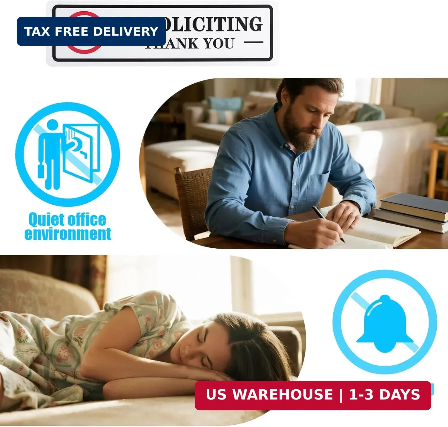 2 Pack No Soliciting Sign for House That Keeps Solicitors Away, 2 Super Strong T