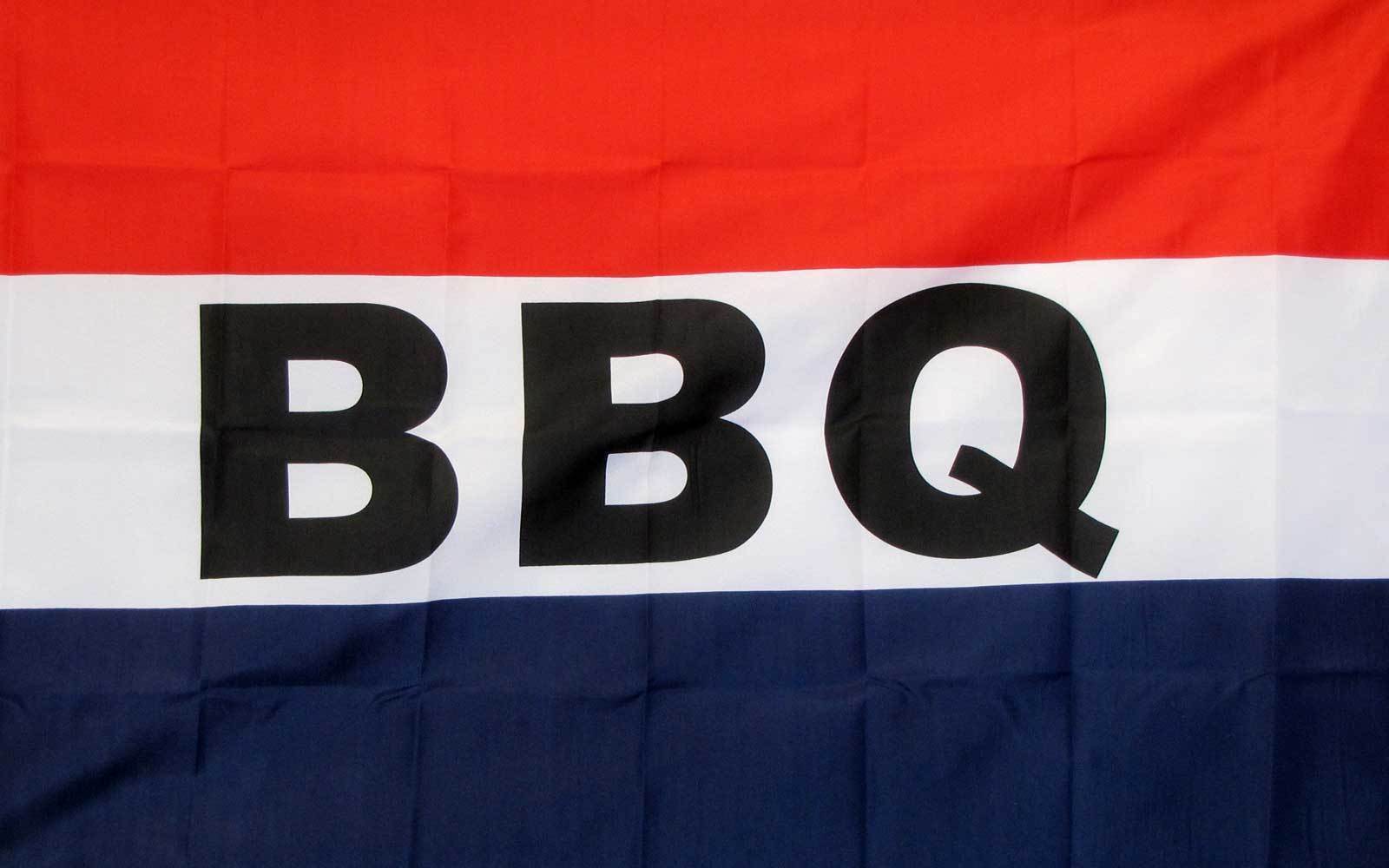 BBQ RED WHITE BLUE 3’X 5′ POLY FLAG-USA SELLER