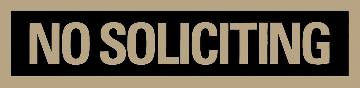Sign – Self-Stick Sign, “NO SOLICITING” Sign, 2 x 8 Inches, Black and Gold,