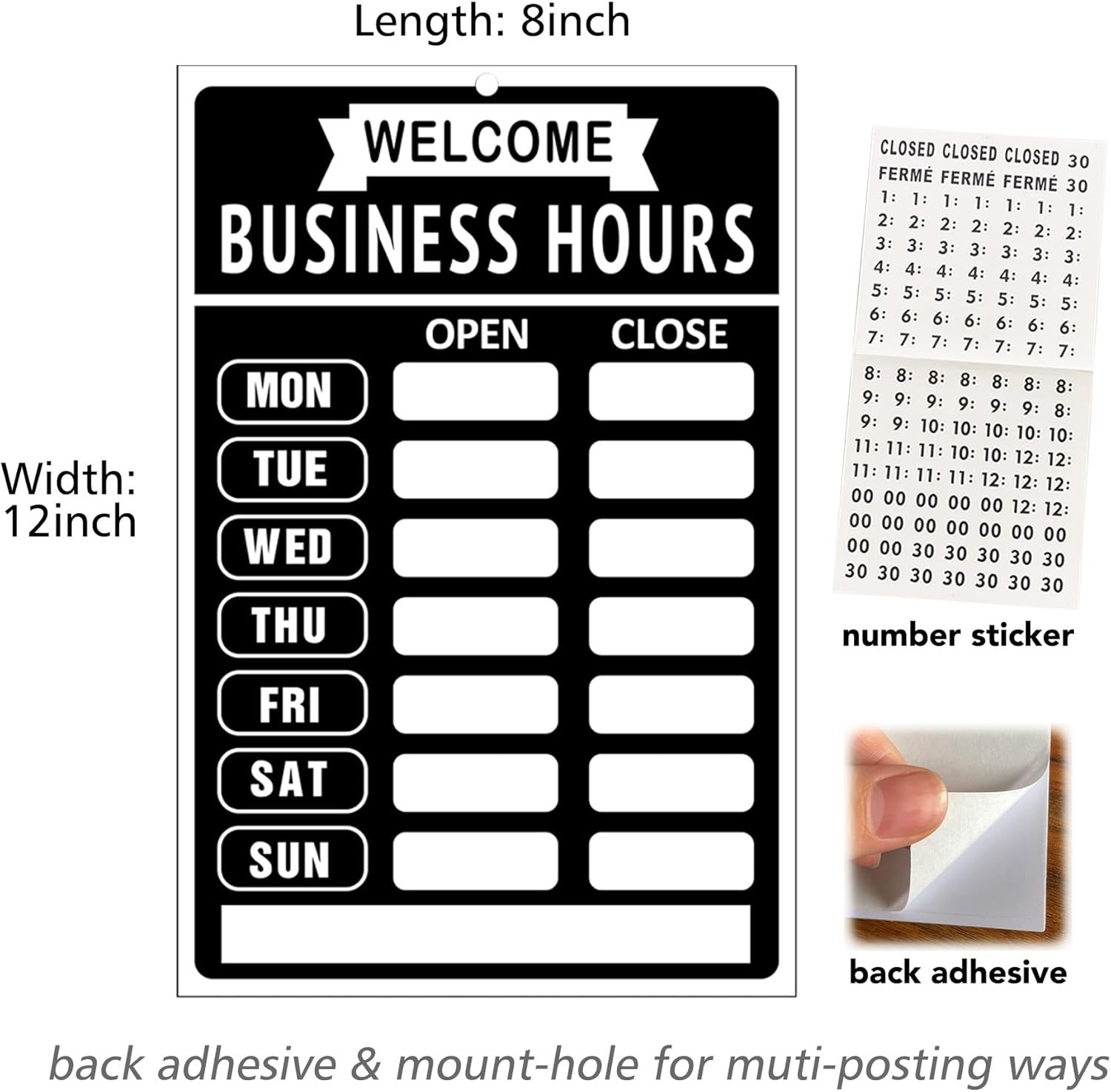 Open Closed Signs Business Hours Sign Set for Window Door Open Signs for Busi…