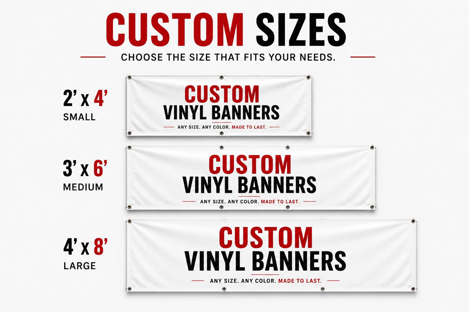 Custom Vinyl Banner Waterproof UV Resistant 13oz Heavy Duty Fast Shipping