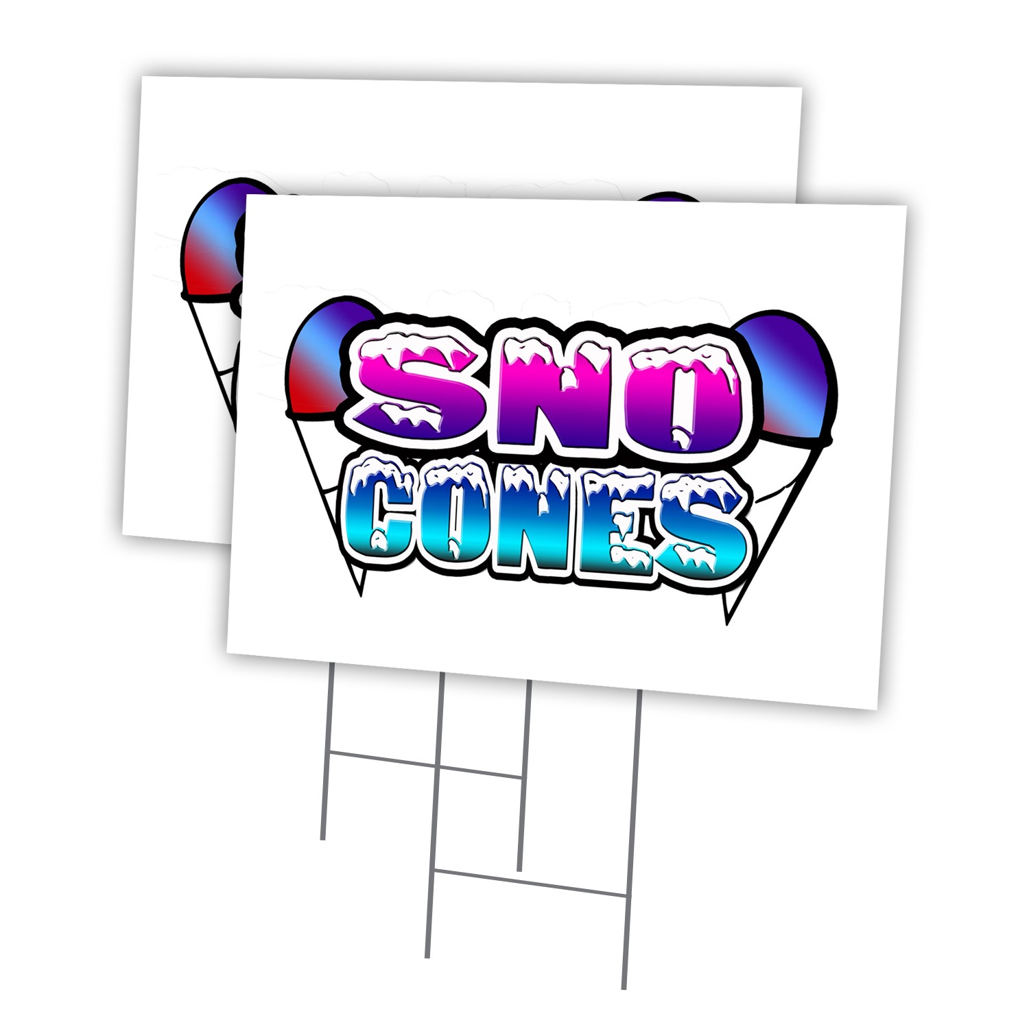 Sno Cones Multi-Pack of Yard Signs & Stake outdoor plastic coroplast window