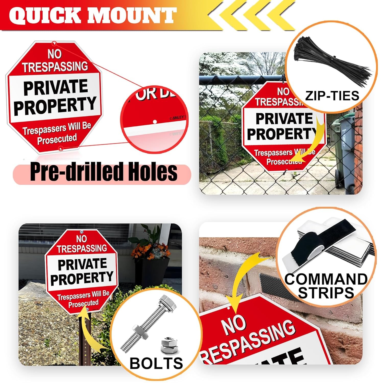 Anley Private Property No Trespassing Security Alert Warning Sign 12″ x12″