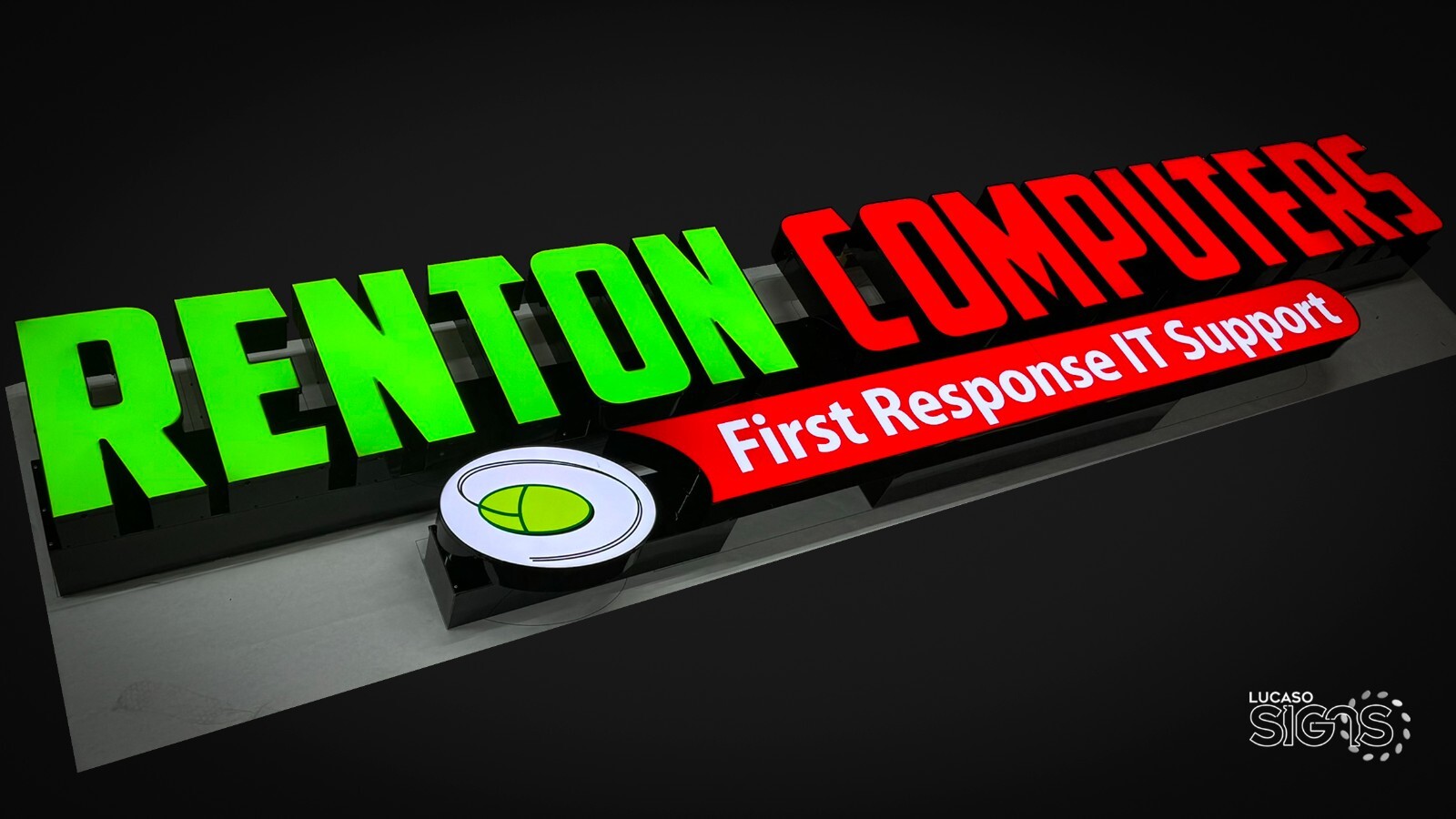 Business Illuminated sign on raceways, illuminated channel letters custom design