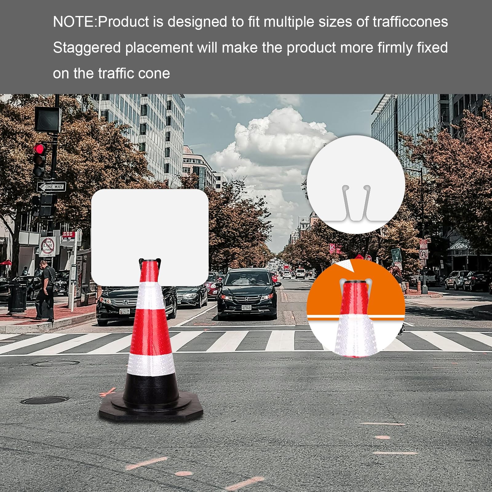 5 Pack Blank Traffic Cone Signs, 12.6″x10.4″ Write-On Traffic Sign, PVC Traff…