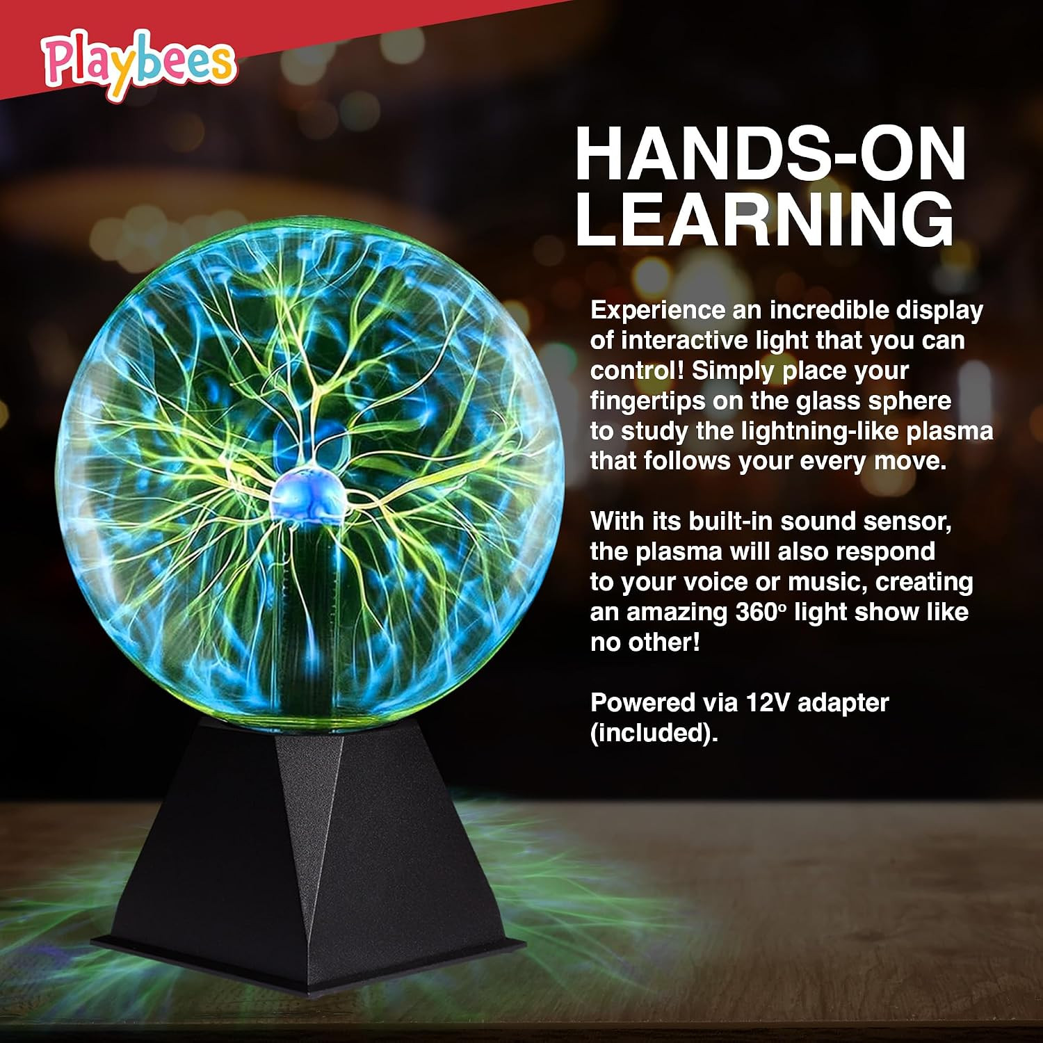 Green Plasma Ball – 7 Inch – Tesla Coil Bulb Static Electricity in a Vacuum Pres