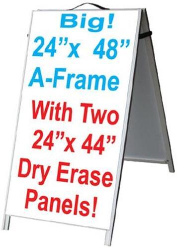 24″ x 48″ Aluminum Sidewalk Sandwich Board A-frame Sign w/Dry Erase Inse
