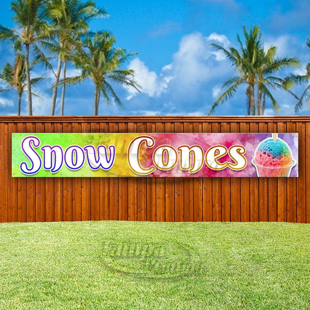 SNOW CONES Advertising Food Dessert Snack Vinyl Banner Flag Sign USA XL02031