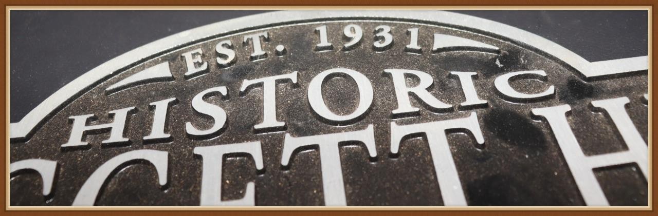 VINTAGE HISTICAL ALUMINUM STREET SIGN ” HISTORIC NUGGETT HILL ” EST. 1931
