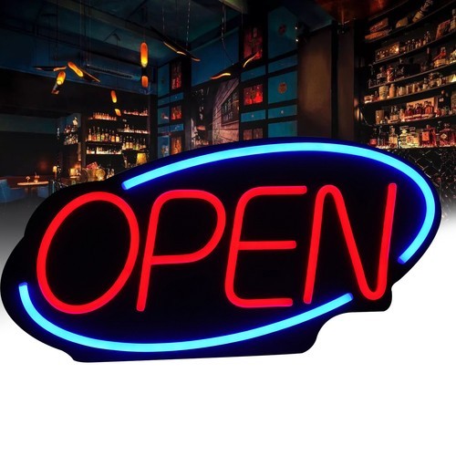 Large LED Open Sign Neon Light Bright for Restaurant Bar Pub Outside Wall Decor