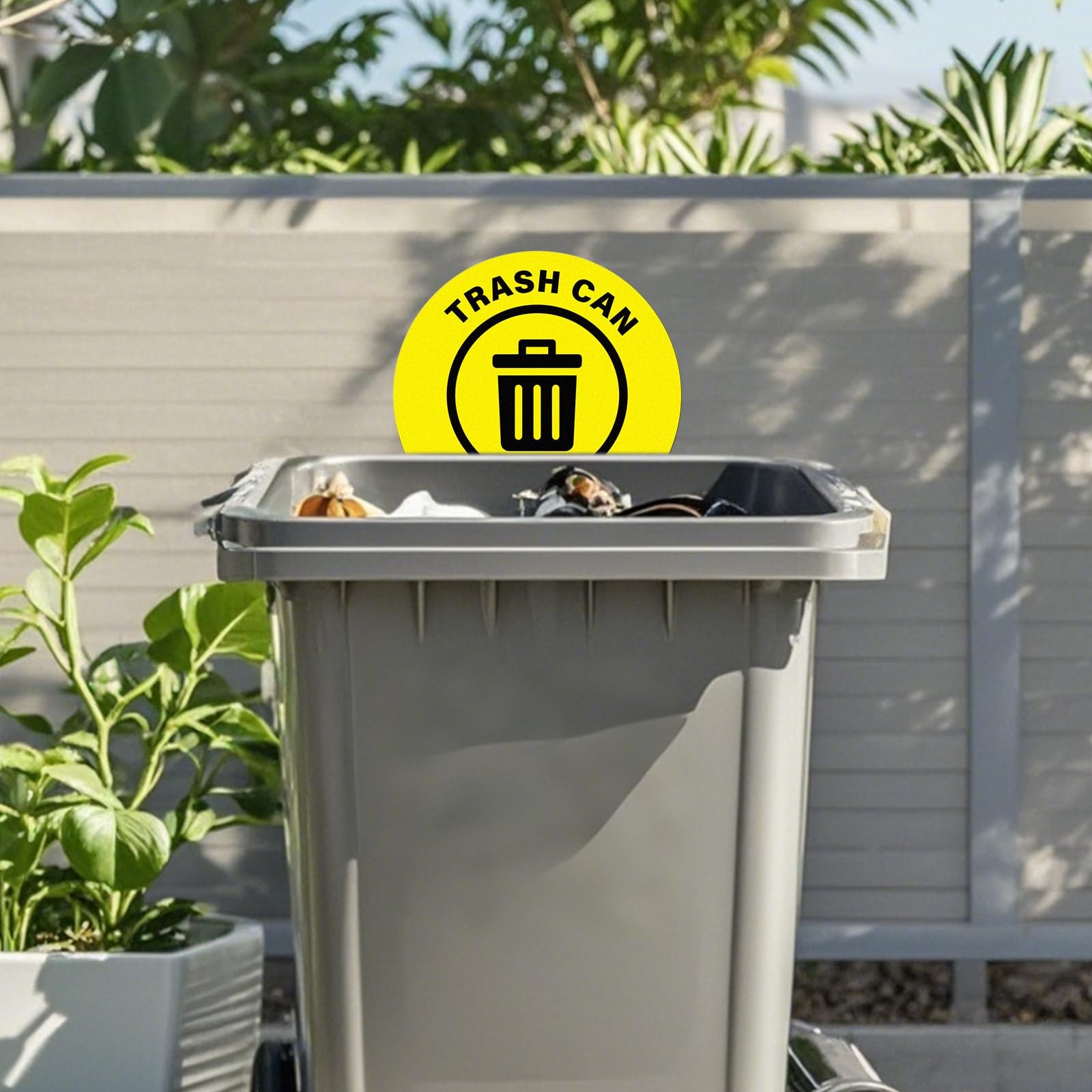 5 Pack Trash Can Sign 17×17 Inches Large Self Adhesive Sticker Caution Safety…
