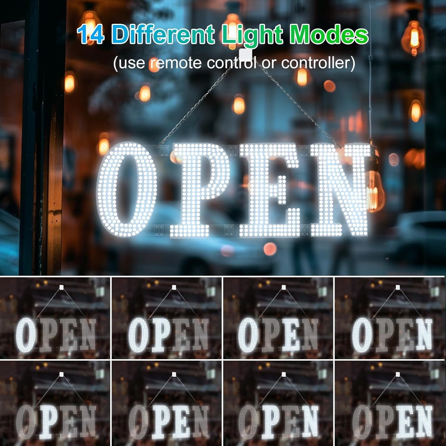 40″x14″ Extra Large LED Open Signs for Business, Unique Design Super Bright Open